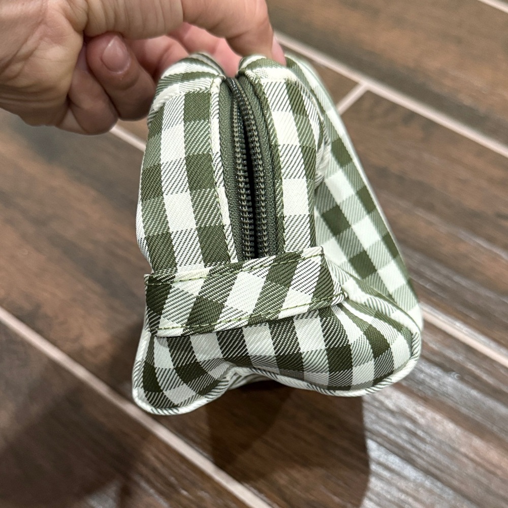 Tory Burch Green Checkered Cosmetic Bag - Picture 5 of 6